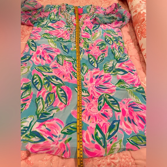 LILLY PULITZER ELENORA Totally Blossom
Silk Dress Pink Blue Embellished Large - Picture 12 of 12